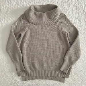 Devotion by Cyrus Gray Beige Turtleneck Cowl Neck Sweater Waffle Knit Small